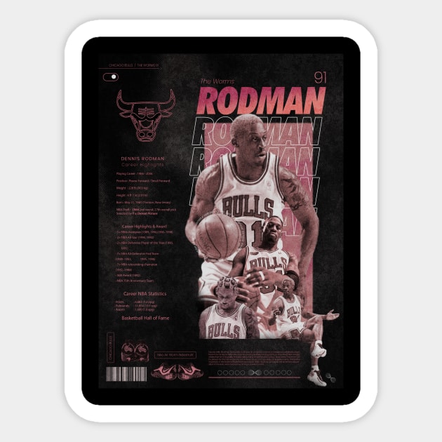 NBA - Dennis Rodman (The Worms) Sticker by Artbyme Store